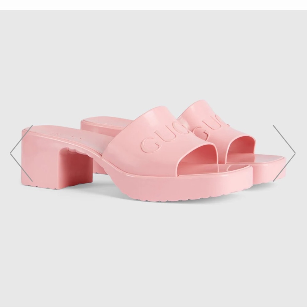 Pink Gucci Jelly Slides Gem